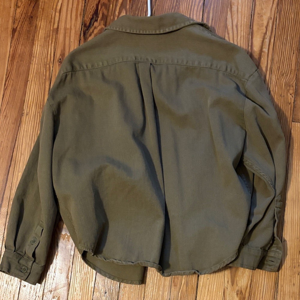 Lucy & Yak Oversized Olive Button-Up Shirt - Picture 2 of 3